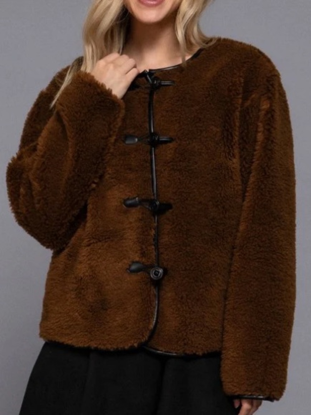 BRAND NEW Fuzzy Jacket With Toggles